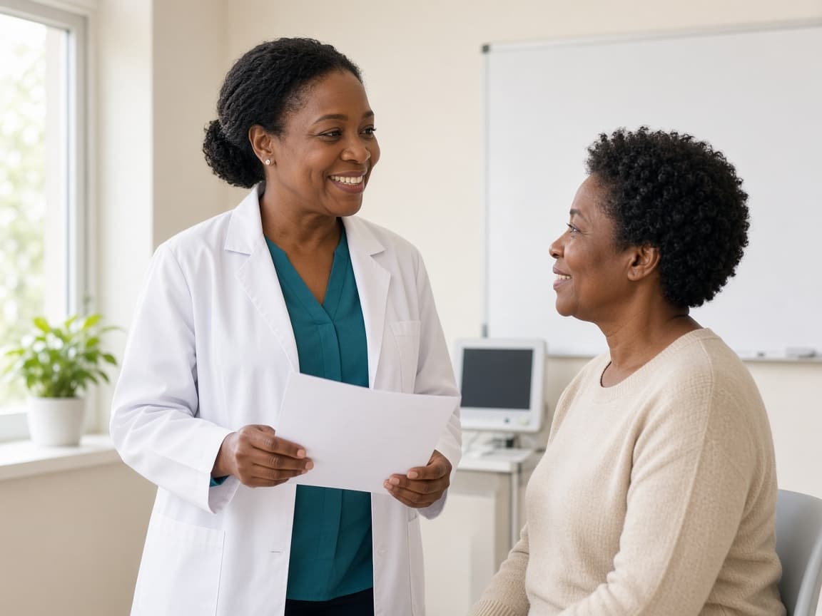 Clinician discussing results with a patient